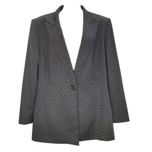 Lord & Taylor Monochromatic Chevron Suit Single Button Black Gray Womens Size 16